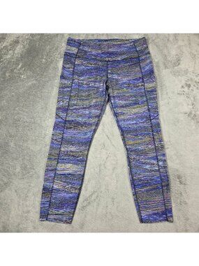 Lululemon 14 Fast and Free Tight II 25" Nulux Interconnect Blue Multi Striped W5